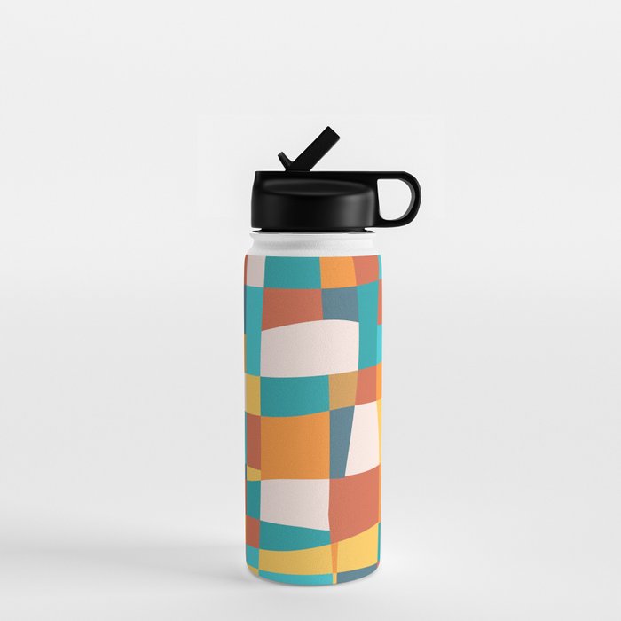 Geometric Checkered Prints Water Bottle Gallery Image 1