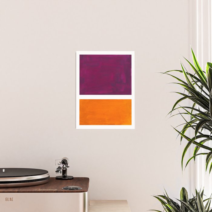 Purple Wine Yellow OchreMid Century Modern Abstract Minimalist Rothko Color Field Squares Poster Gallery Image 2