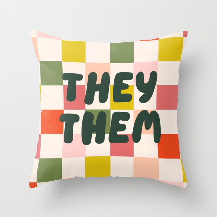 They / Them Pronouns Throw Pillow Gallery Image 1