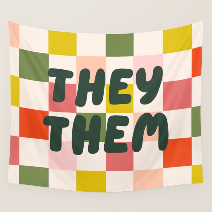 They / Them Pronouns Wall Tapestry Gallery Image 4