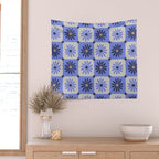 Checkered Daisies - Periwinkle Wall Tapestry Gallery Image 2