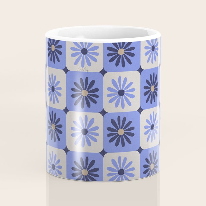 Checkered Daisies - Periwinkle Coffee Mug Gallery Image 4