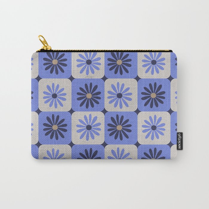 Checkered Daisies - Periwinkle Carry All Pouch Gallery Image 1