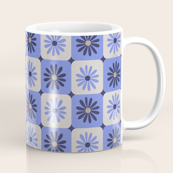 Checkered Daisies - Periwinkle Coffee Mug Gallery Image 1