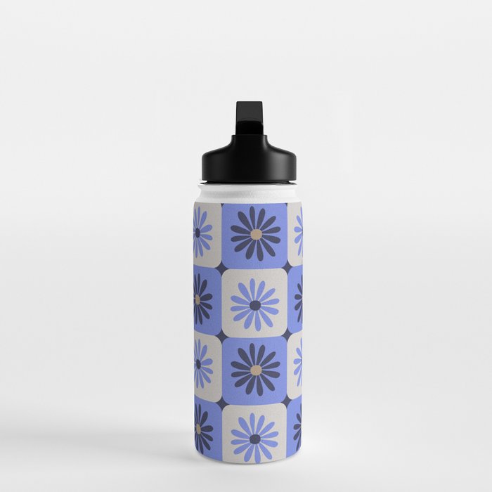 Checkered Daisies - Periwinkle Water Bottle Gallery Image 3