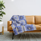 Checkered Daisies - Periwinkle Throw Blanket Gallery Image 1