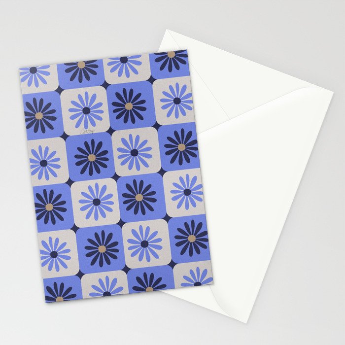 Checkered Daisies - Periwinkle Stationery Card Gallery Image 2