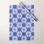 Checkered Daisies - Periwinkle Wrapping Paper Gallery Image 1