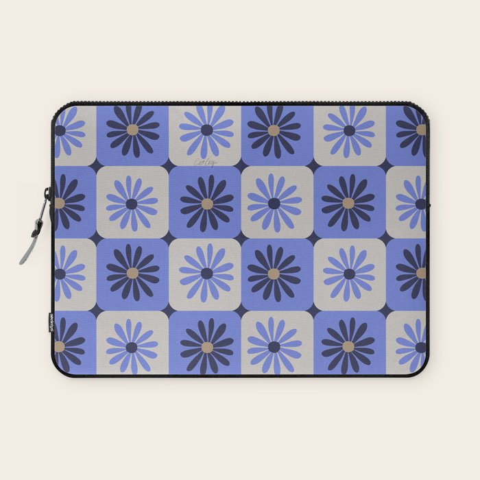 Checkered Daisies - Periwinkle Laptop Sleeve Gallery Image 1