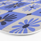 Checkered Daisies - Periwinkle Bath Mat Gallery Image 3