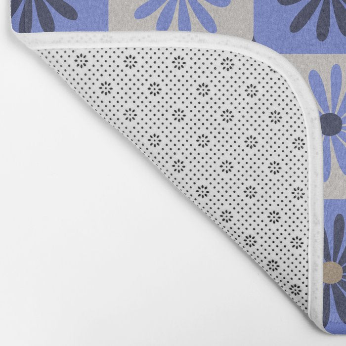 Checkered Daisies - Periwinkle Bath Mat Gallery Image 2