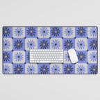 Checkered Daisies - Periwinkle Desk Mat Gallery Image 1