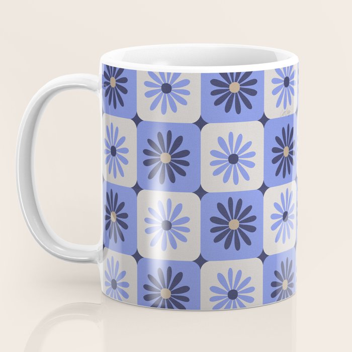 Checkered Daisies - Periwinkle Coffee Mug Gallery Image 3