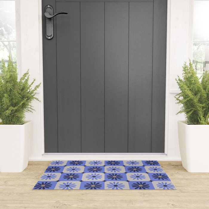Checkered Daisies - Periwinkle Welcome Mat Gallery Image 3