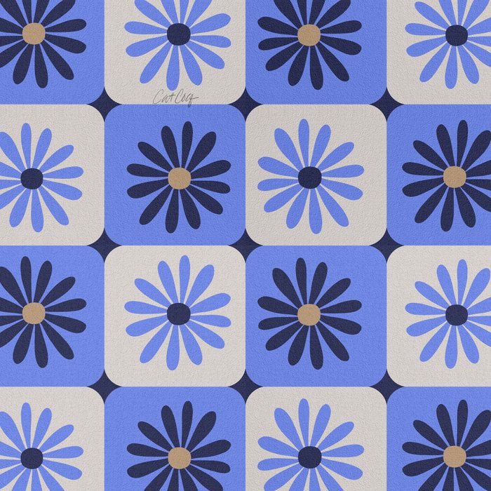 Checkered Daisies - Periwinkle Coffee Mug Gallery Image 2