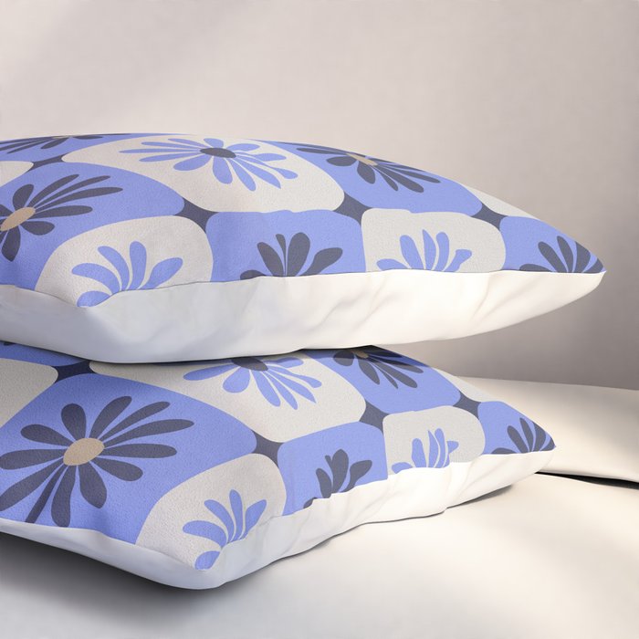 Checkered Daisies - Periwinkle Pillow Sham Gallery Image 3