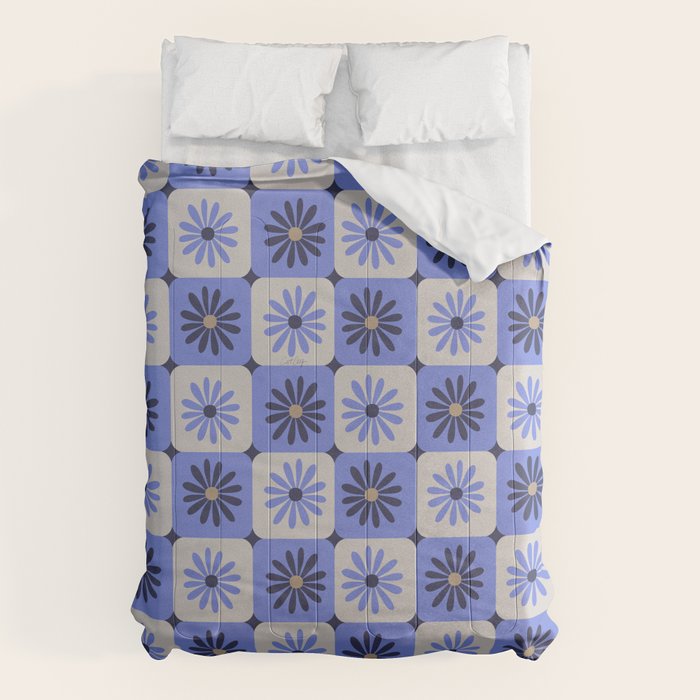 Checkered Daisies - Periwinkle Comforter Gallery Image 1