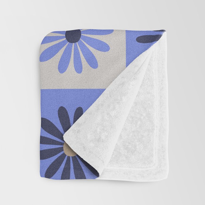 Checkered Daisies - Periwinkle Throw Blanket Gallery Image 3