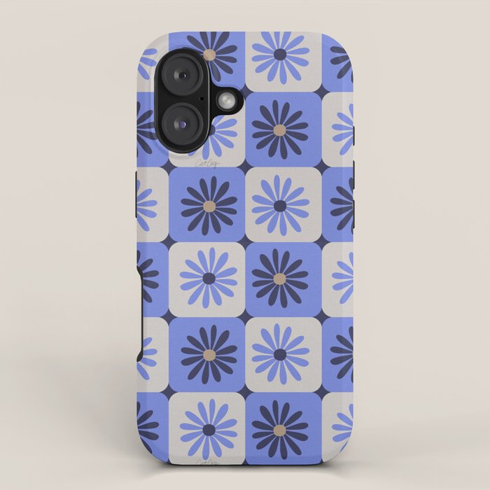 Checkered Daisies - Periwinkle iPhone Case Gallery Image 1