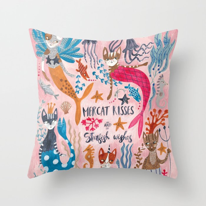 Mercats & Caticorns Throw Pillow Gallery Image 6