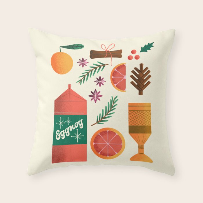 Egg Nog and Holiday Aromatic Foods Still Life Throw Pillow Gallery Image 6