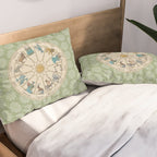 Vintage Astrology Zodiac Wheel Green Pillow Sham Gallery Image 2