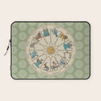 Vintage Astrology Zodiac Wheel Green Laptop Sleeve Gallery Image 1