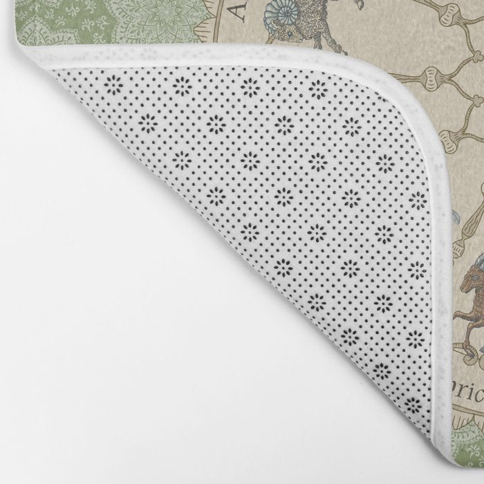 Vintage Astrology Zodiac Wheel Green Bath Mat Gallery Image 2