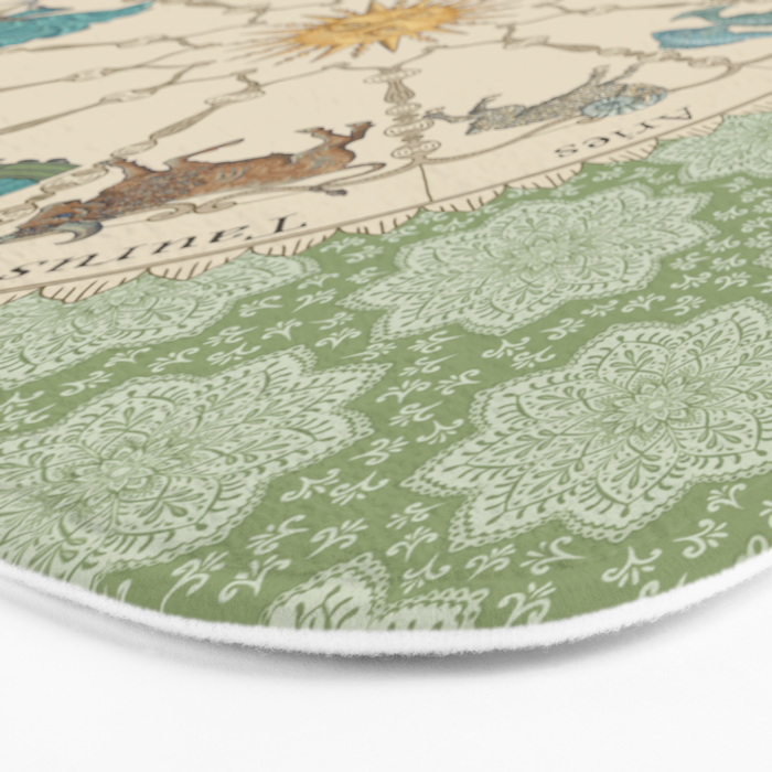 Vintage Astrology Zodiac Wheel Green Bath Mat Gallery Image 3