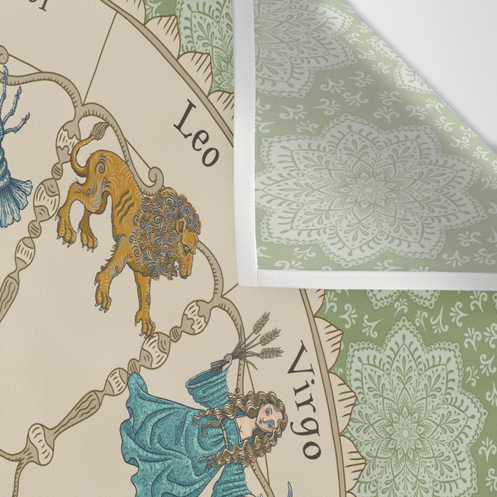 Vintage Astrology Zodiac Wheel Green Wall Tapestry Gallery Image 3