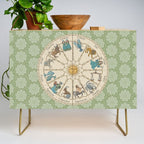Vintage Astrology Zodiac Wheel Green Credenza Gallery Image 1