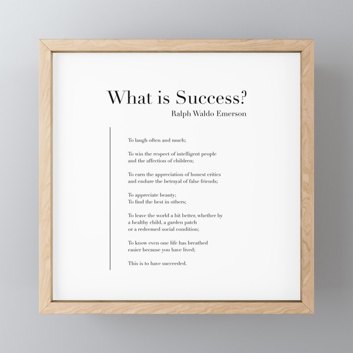 What is Success? by Ralph Waldo Emerson Mini Art Print Gallery Image 1