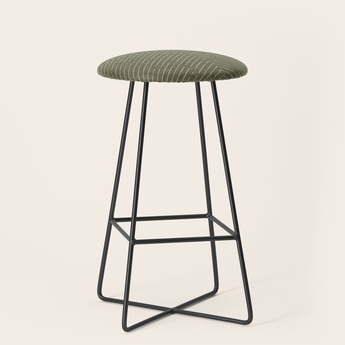 boho hexagon stripes - olive green Stool Gallery Image 1