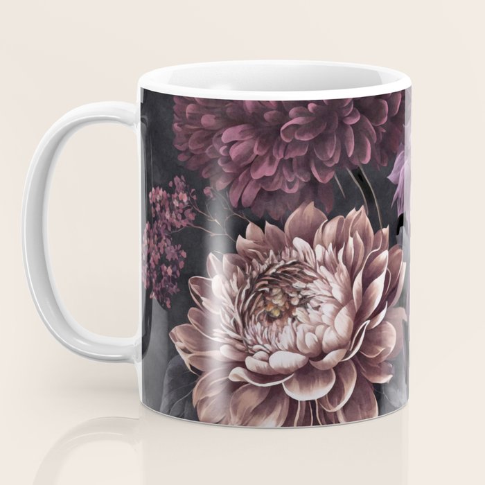 Moody Flowers Burgundy Purple Pink Coffee Mug Gallery Image 3