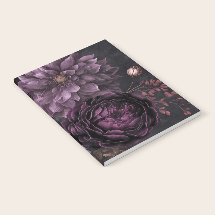 Moody Flowers Burgundy Purple Pink Notebook Gallery Image 1