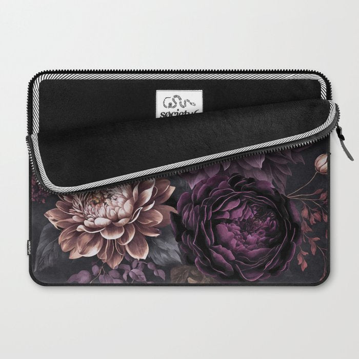 Moody Flowers Burgundy Purple Pink Laptop Sleeve Gallery Image 2