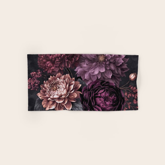 Moody Flowers Burgundy Purple Pink Bath Towel Gallery Image 1