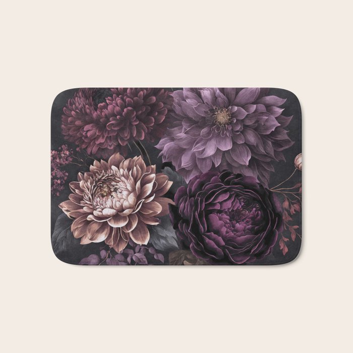 Moody Flowers Burgundy Purple Pink Bath Mat Gallery Image 1