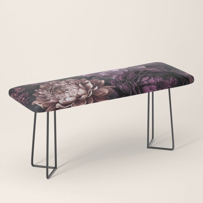 Moody Flowers Burgundy Purple Pink Bench Gallery Image 1