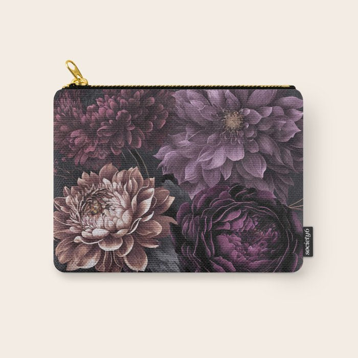 Moody Flowers Burgundy Purple Pink Carry All Pouch Gallery Image 1
