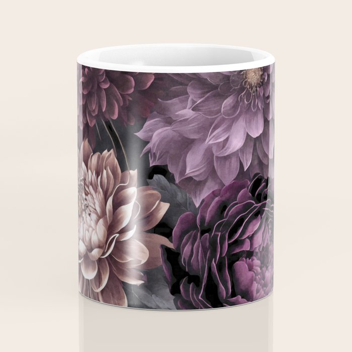 Moody Flowers Burgundy Purple Pink Coffee Mug Gallery Image 4