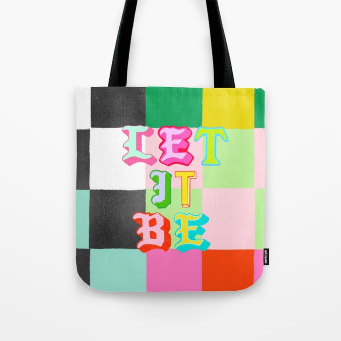Let It Be Checker Tote Bag Gallery Image 1