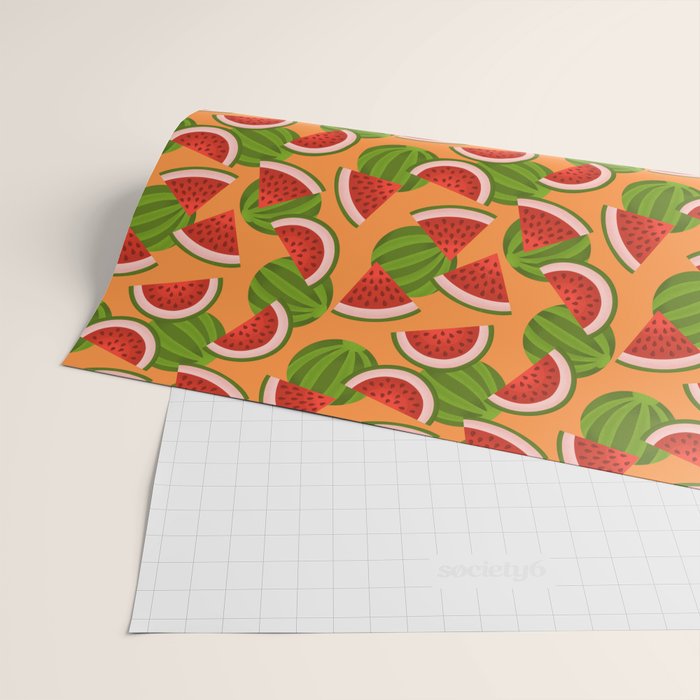 Watermelon Pattern on Orange Wrapping Paper Gallery Image 2