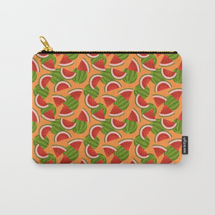 Watermelon Pattern on Orange Carry All Pouch Gallery Image 1