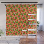 Watermelon Pattern on Orange Wall Mural Gallery Image 1
