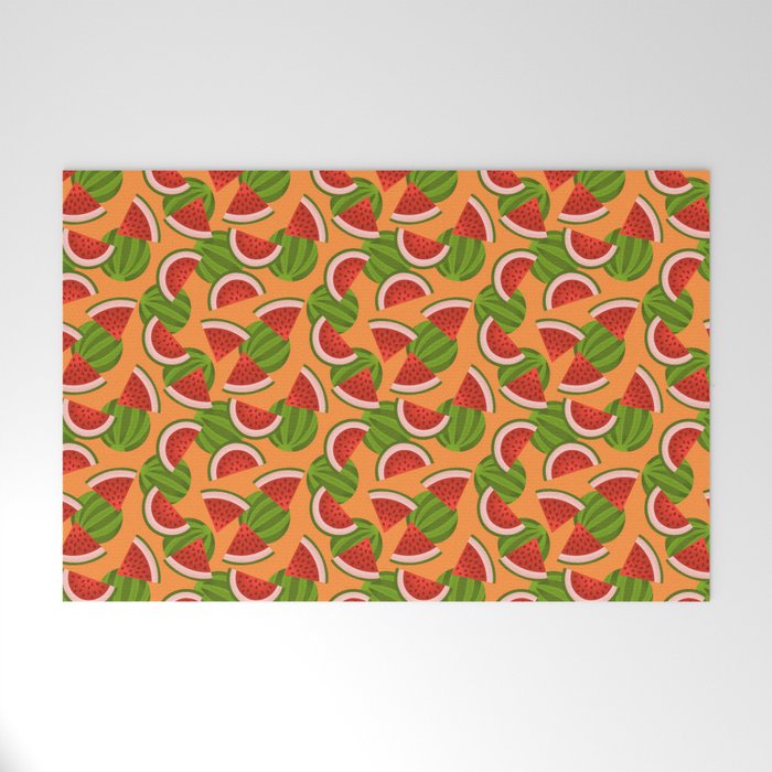 Watermelon Pattern on Orange Welcome Mat Gallery Image 1