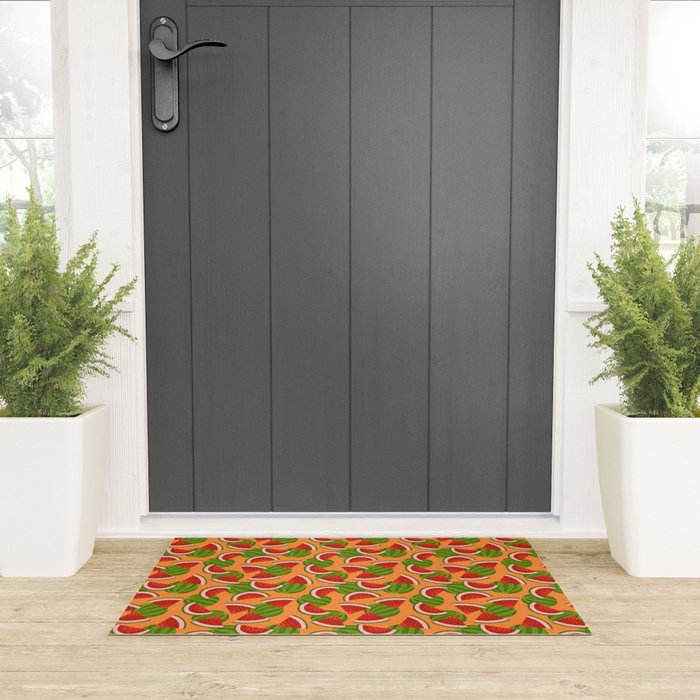 Watermelon Pattern on Orange Welcome Mat Gallery Image 3