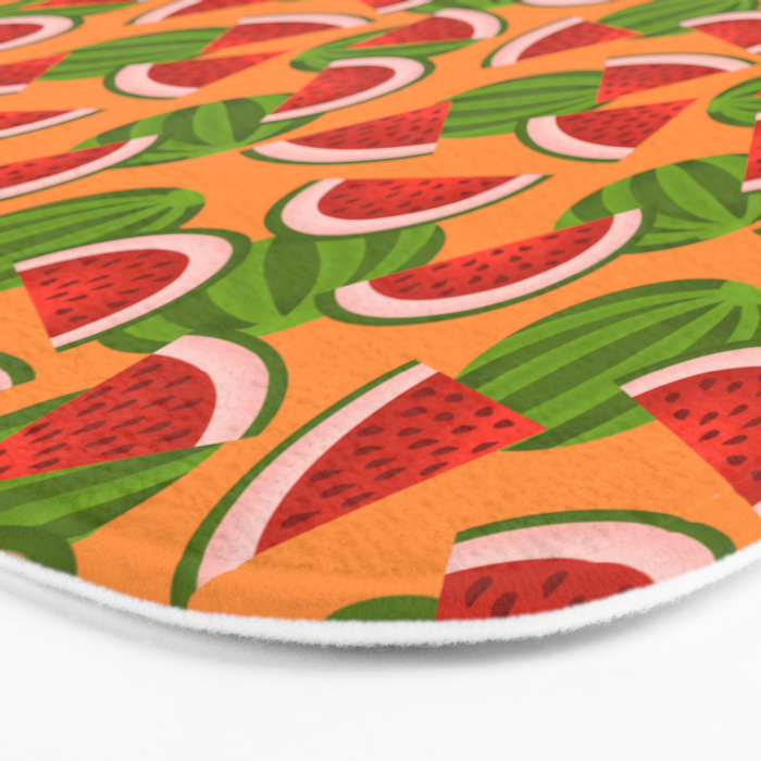 Watermelon Pattern on Orange Bath Mat Gallery Image 3