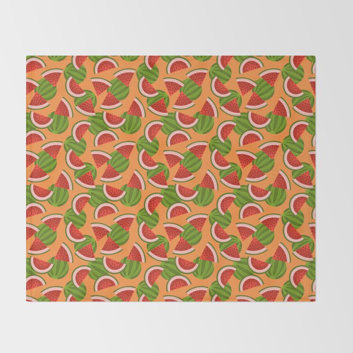 Watermelon Pattern on Orange Throw Blanket Gallery Image 2