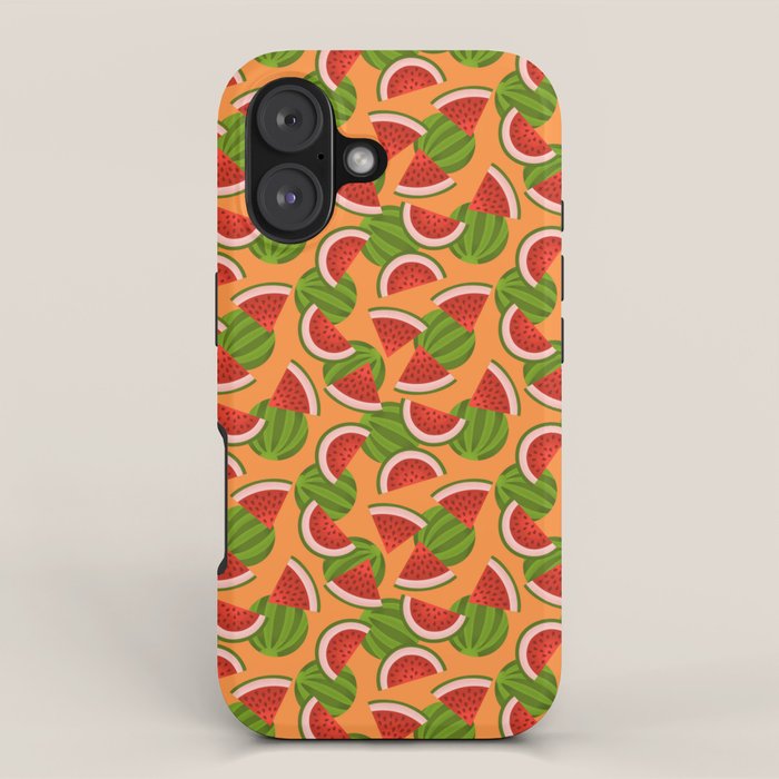 Watermelon Pattern on Orange iPhone Case Gallery Image 1